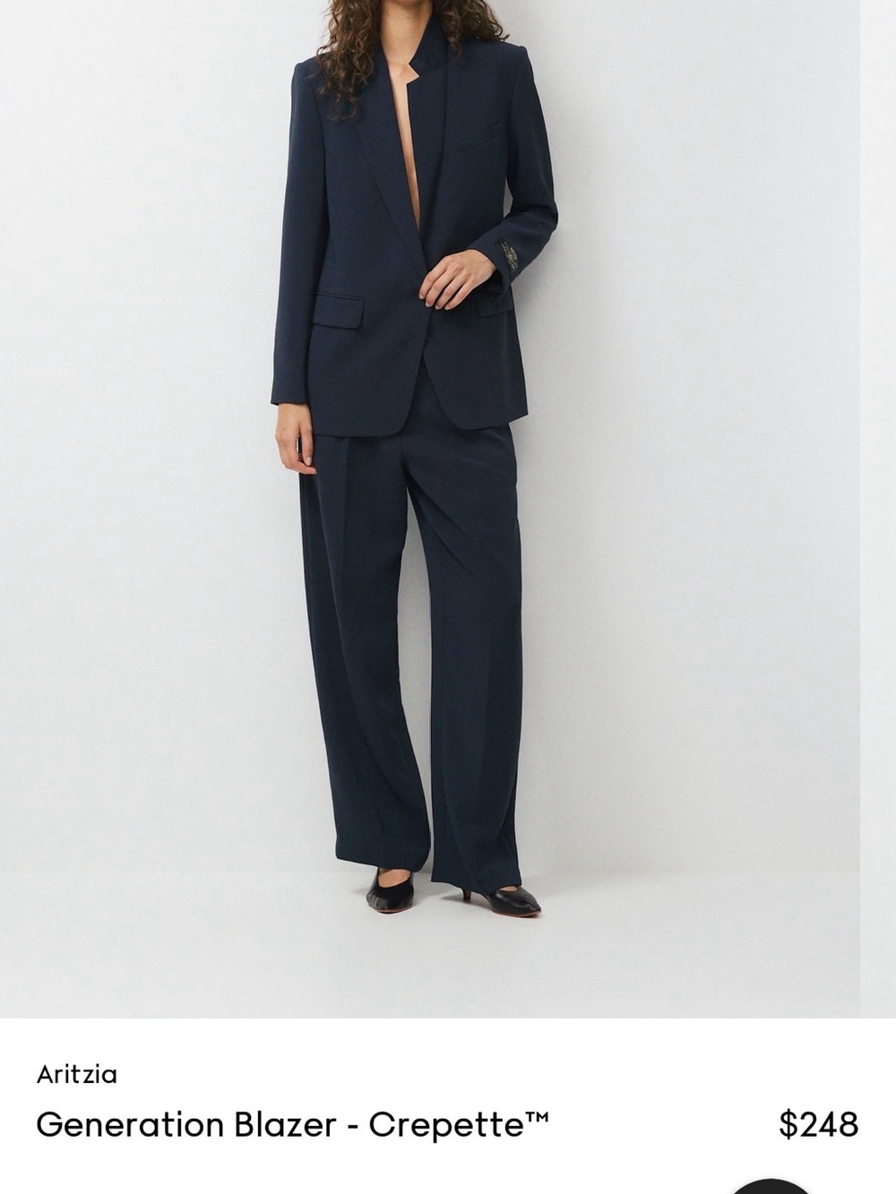 Wilfred Navy Single-Button Notched Blazer - Picture 8 of 9